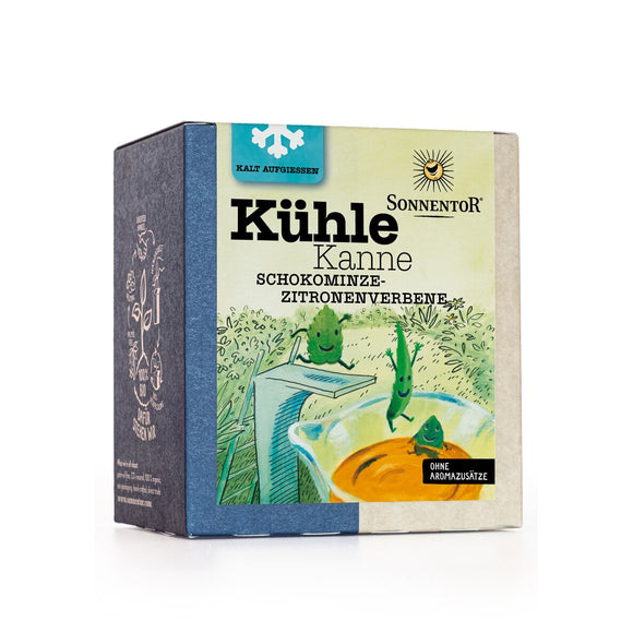 Kühle Kanne Schokominze-Zitronenverbene Tee